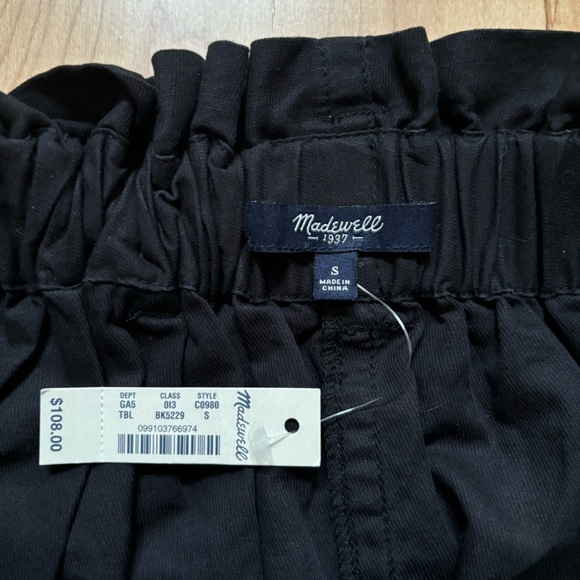 NWT Madewell Belted Linen Blend Black Midi Skirt - Picture 8 of 9